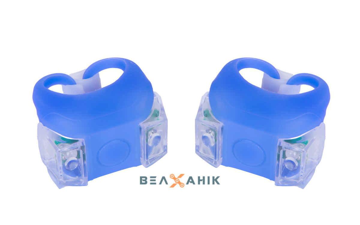 Комплект мигалок BC-RL8002 білий+червоний LED силіконовий синій корпус 2 шт, фото 1