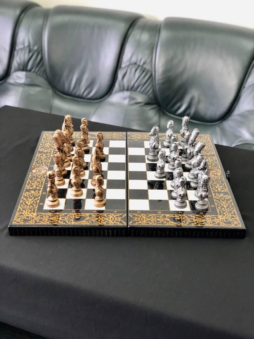 Шахи з каменю з текстурою мармуру Єгипет 55×28×9см, фото 1