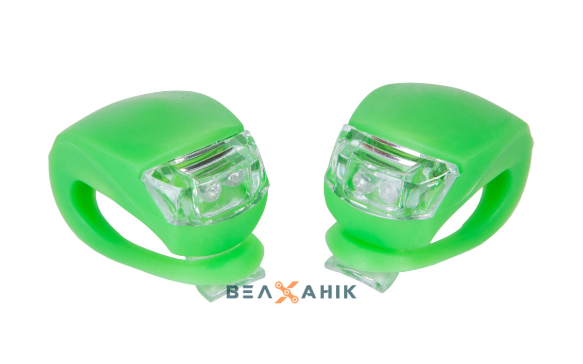 Комплект мигалок BC-RL8001 білий+червоний LED силіконовий зелений корпус 2 шт, фото 1
