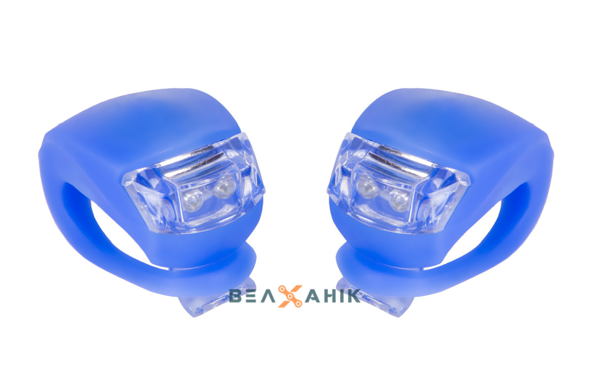 Комплект мигалок BC-RL8001 білий+червоний LED силіконовий синій корпус 2 шт, фото 1