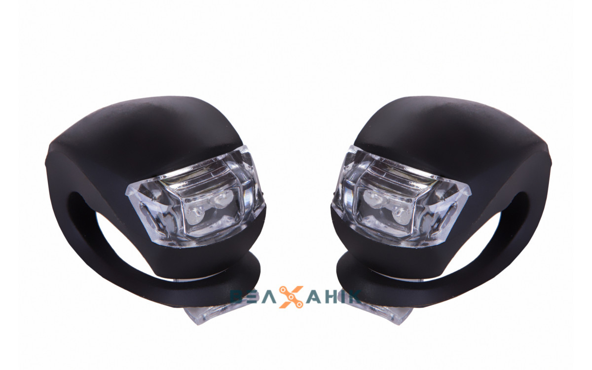 Комплект мигалок BC-RL8001 білий+червоний LED силіконовий чорний корпус 2 шт, фото 1