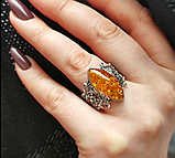 Срібна каблучка з бурштином пресованим, фото 5