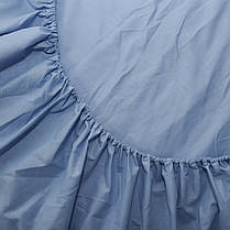 Захисне натяжне простирадло з бязі на гумці двоспальне (160*200*25) бавовняне однотонне блакитне, фото 4