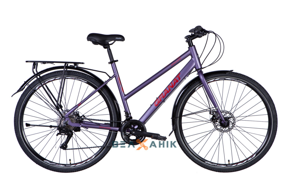 Велосипед 28" Dorozhnik GRANAT W DD (рама 19") з багажником лавандовий