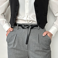 Ремінь-вузол шкіряний чорний жіночий HC-1502 (115-120 см)