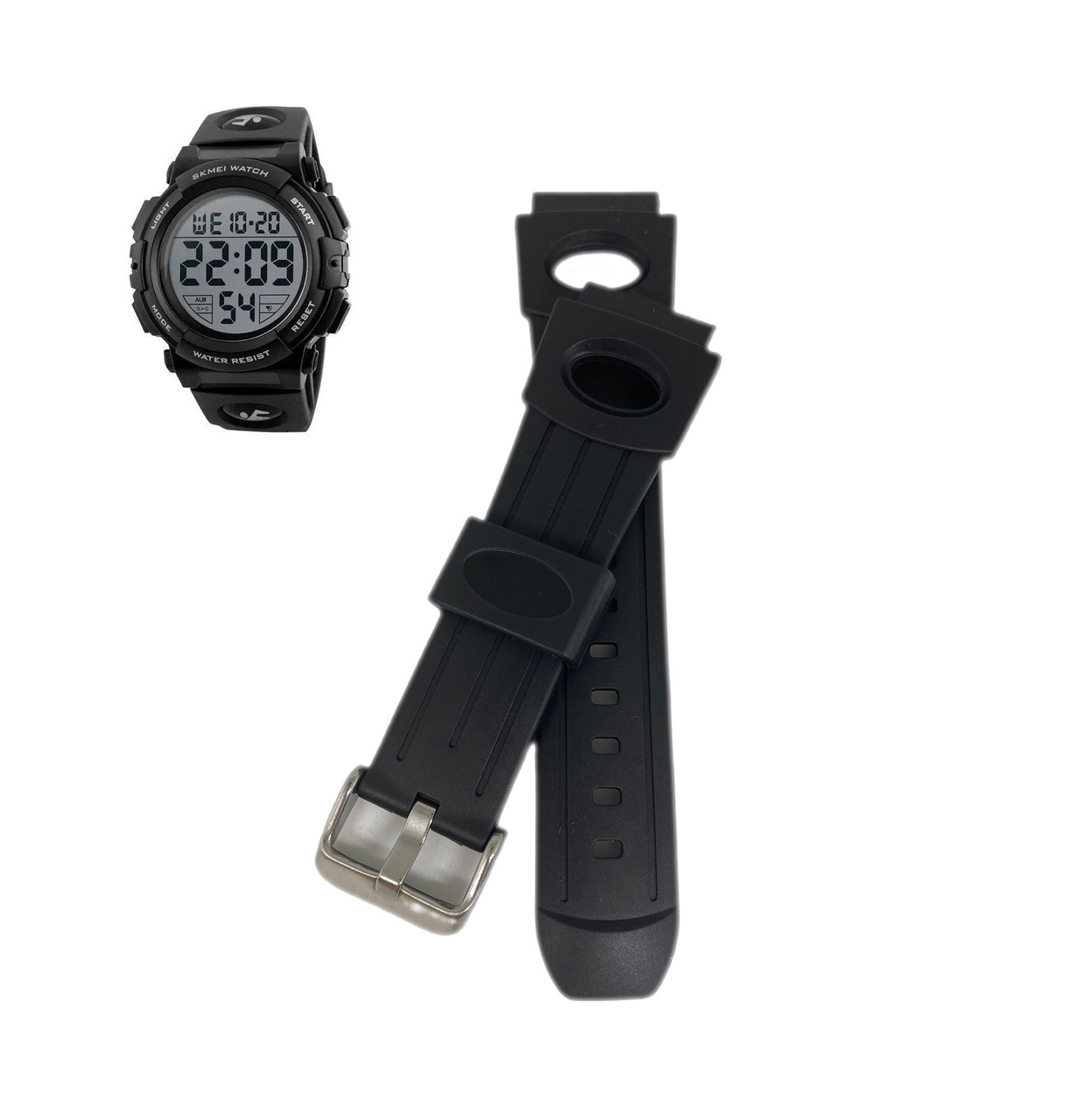 Ремінець на годинник Skmei 1258 Чорний БЕЗ НАЛОЖКИ!