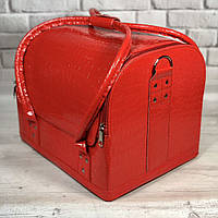 Б'юті-кейс для косметики "Red Crocodile" червоний, лаковий