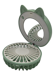 Вентилятор портативний акумуляторний із дзеркальцем / Міні дзеркало Andowl Q-T171 з підсвічуванням та вентилятором