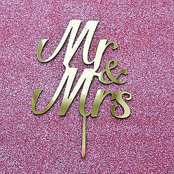 Топпер дзеркальний золото  "MR&MRS" (напис), 007