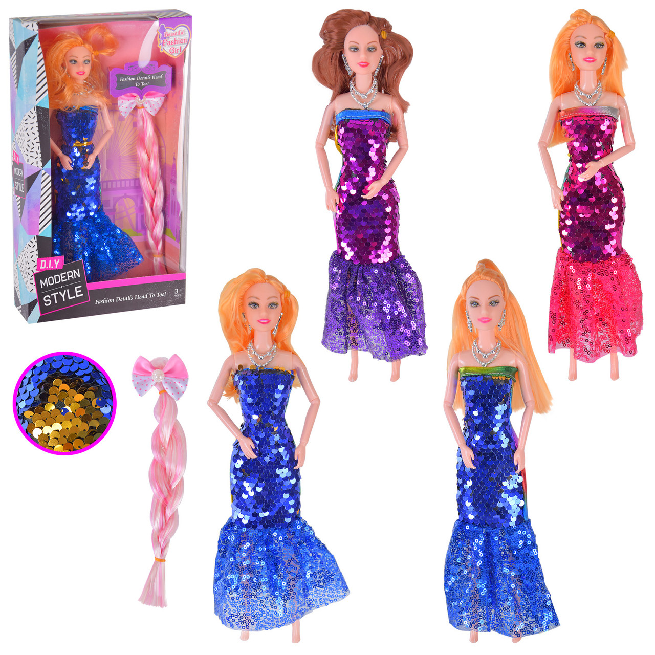 Лялька типу Барбі 1118A з аксесуарами 4 види, фото 1