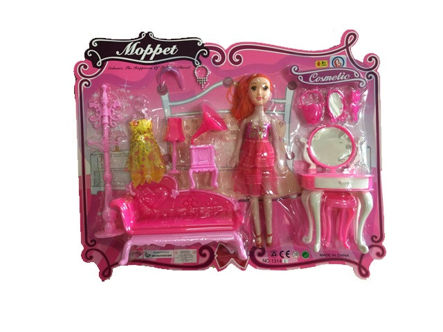 Лялька Барбі 1314-A диван трюмо аксесуари, фото 1