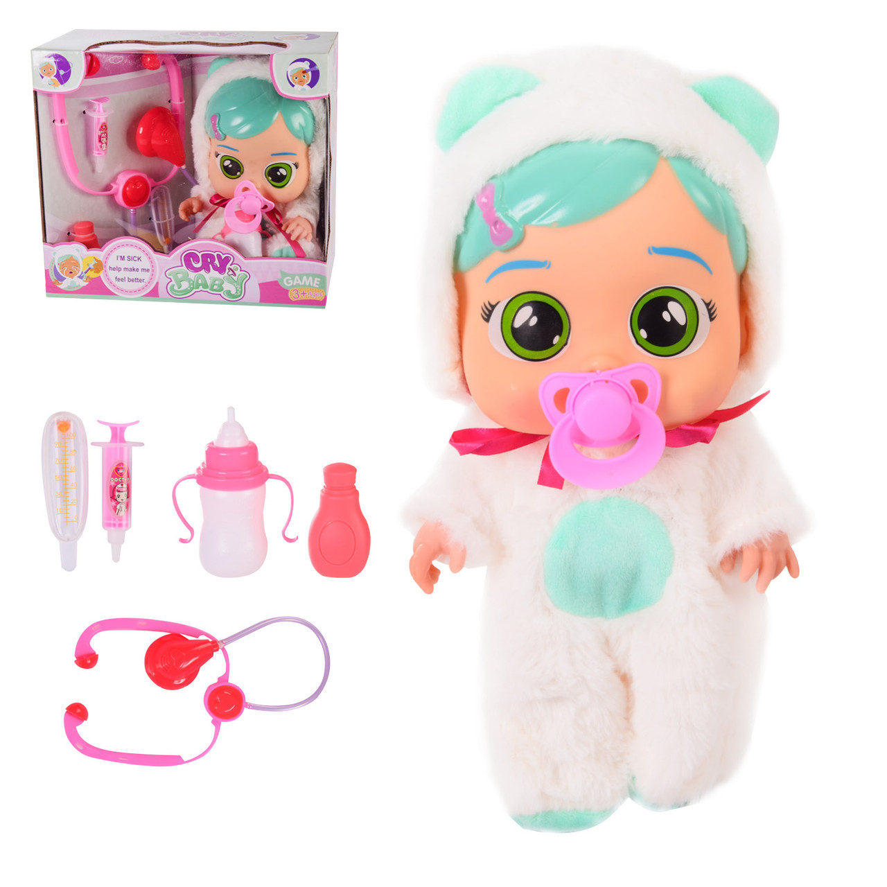 Пупс CBH336 з пустушкою та медичними аксесуарами, фото 1