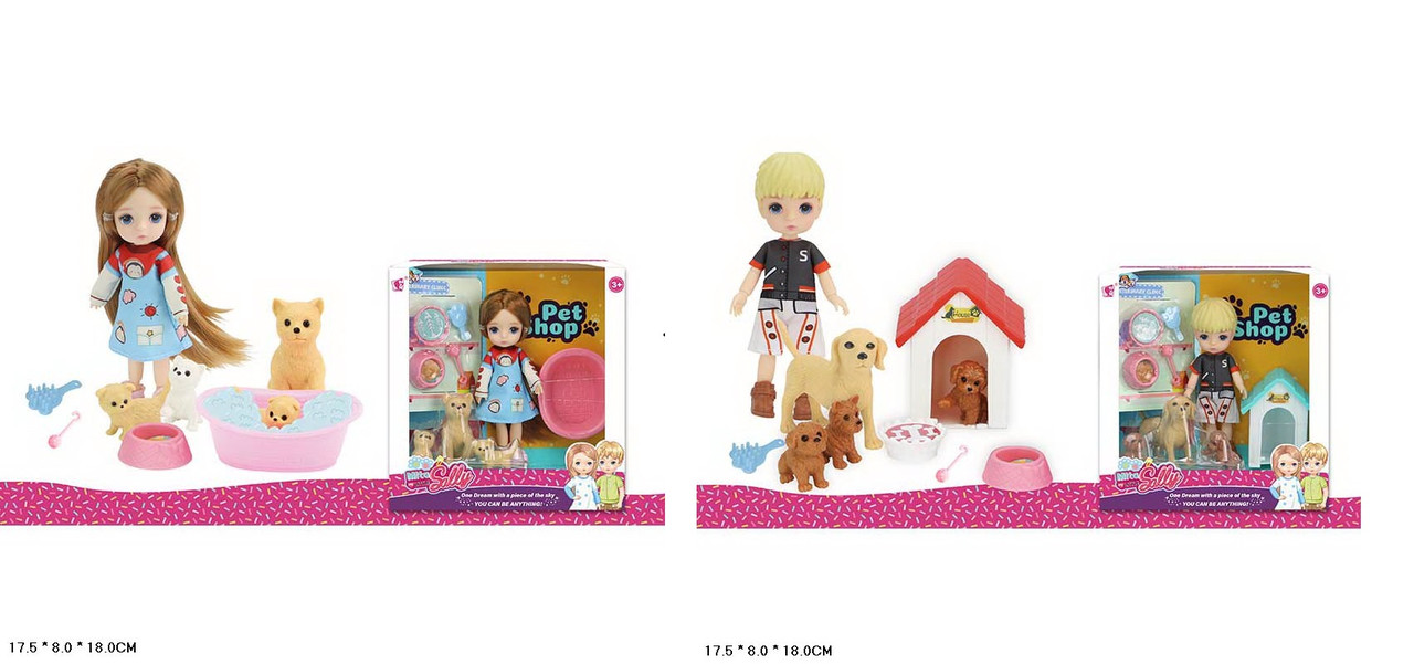 Лялька 91083-A/B з вихованцем та аксесуарами 2 види, фото 1