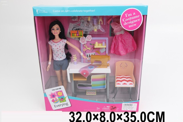 Лялька Барбі JX200-86 Модельєр зі столом швейною машинкою та аксесуарами, фото 1
