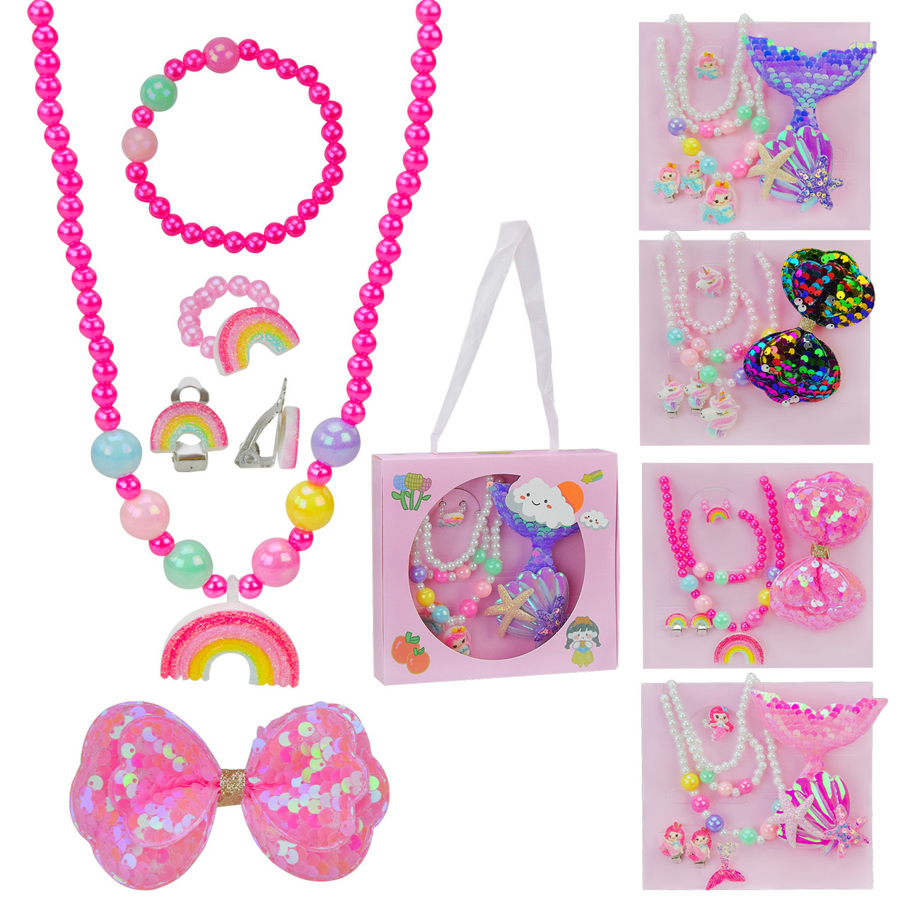 Набір прикрас B4337 намиста браслет кільце кліпси заколочка 4 види, фото 1