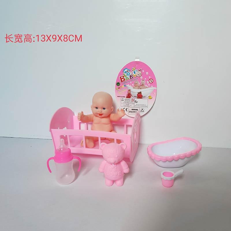 Пупс LE566H-10D маленький з ліжечком ванною та аксесуарами 8x13x9см, фото 1