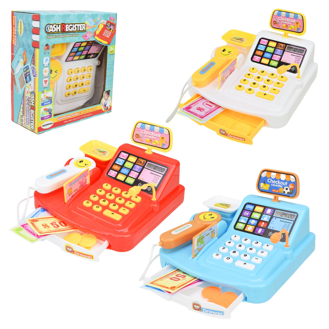 Касовий апарат 777-21/23/24 зі сканером та грошима світло звук 3 види, фото 1