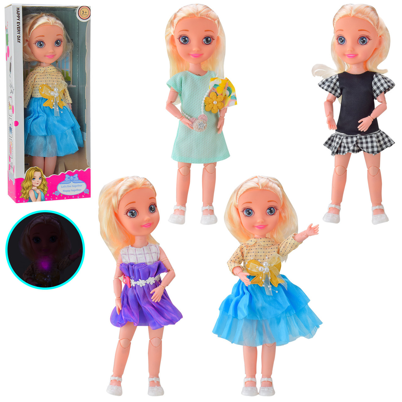 Лялька музична 202112A4/A5/A6/B2 на шарнірах 4 види, фото 1