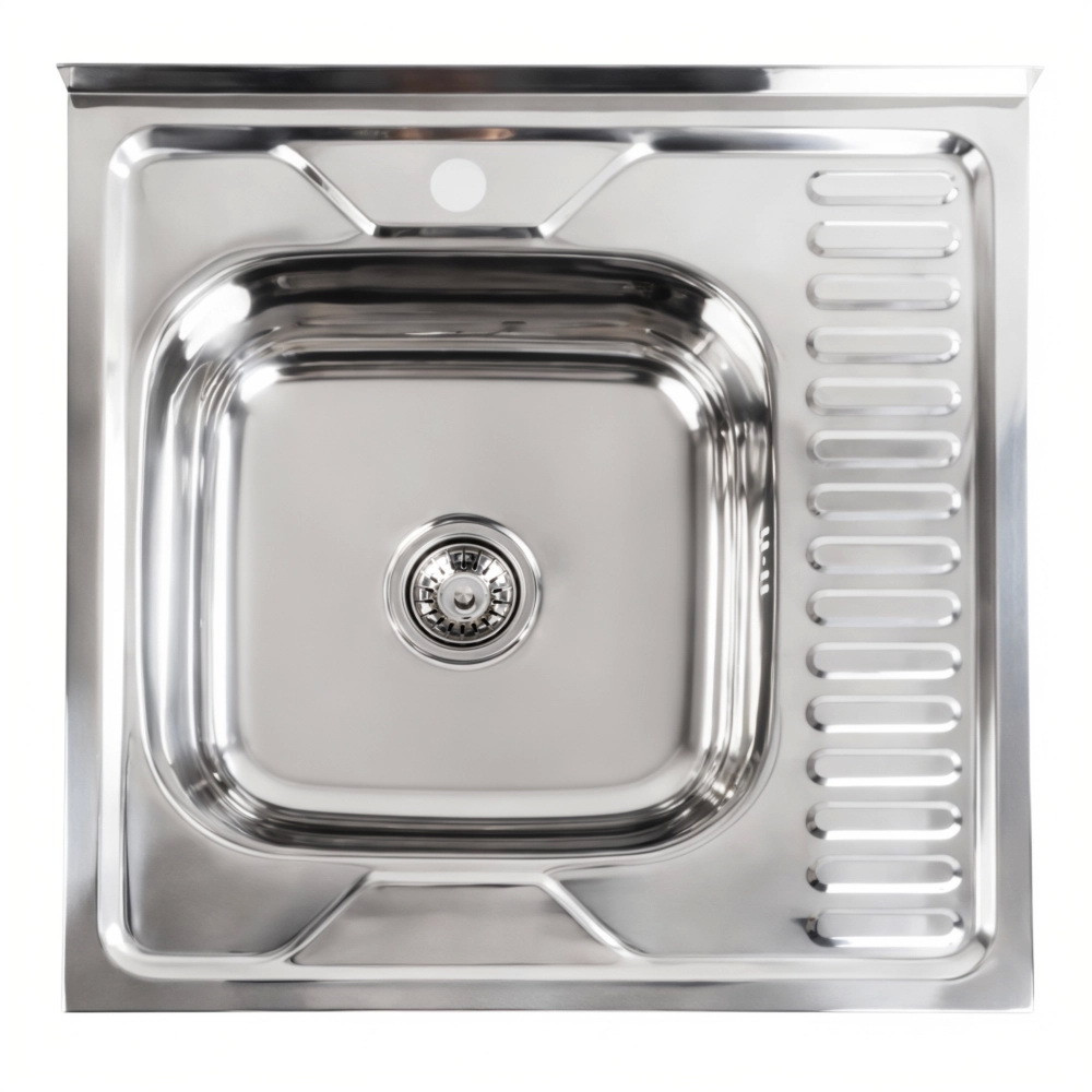 Мийка для кухні PLATINUM з нержавіючої сталі 600x600мм квадратна 0.7мм PLS-A395, фото 1