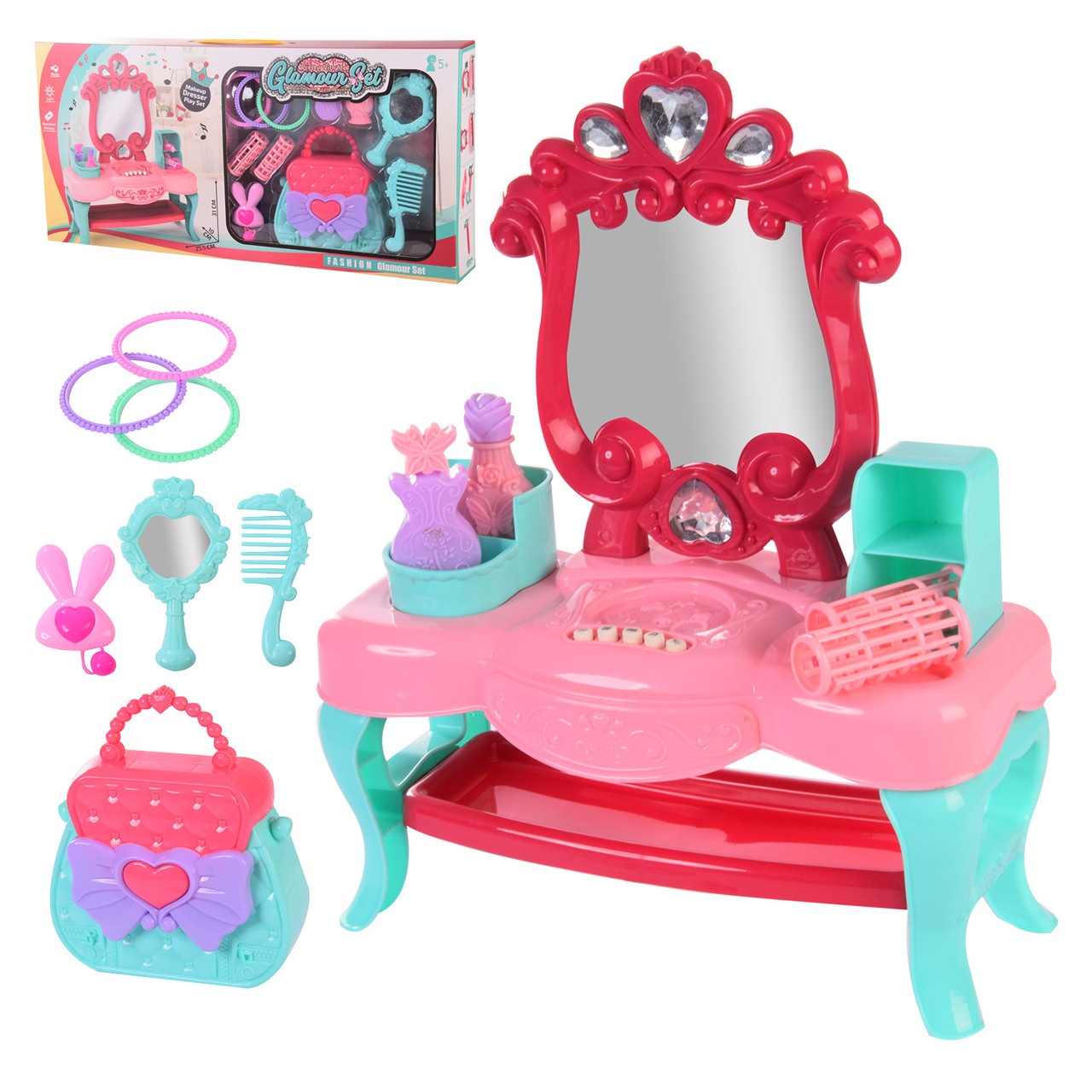 Ігровий набір трюмо 71022-39 на батарейках зі світлом звуком аксесуари, фото 1