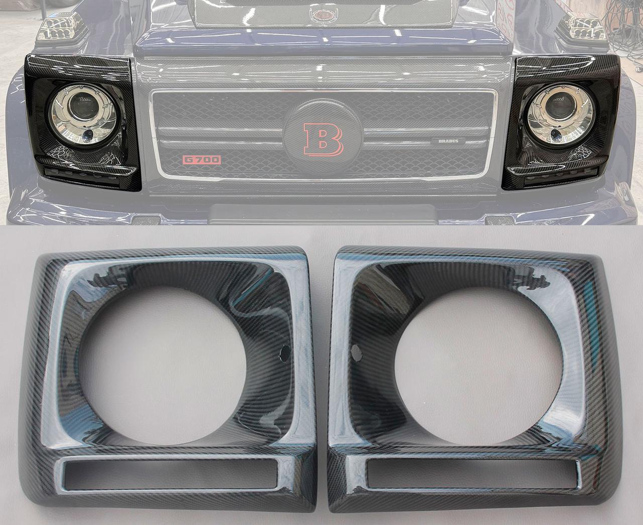 Карбонові накладки фар Mercedes G-class W463 з Led-ходовими вогнями, фото 1