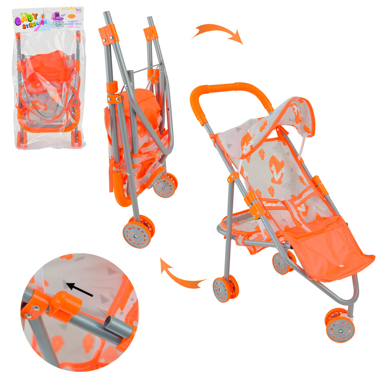 Візок для ляльки CS7912 з поворотними передніми колесами, фото 1