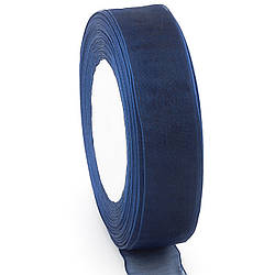 Стрічка органза 4 см 1 рулон +-45 м Синій темний
