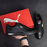 Шкіряні кеди чоловічі спортивне взуття, повсякденні кеди чорні під джинси *P-5*, фото 5