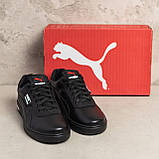 Шкіряні кеди чоловічі спортивне взуття, повсякденні кеди чорні під джинси *P-5*, фото 7