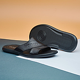 Літні чоловічі чорні шльопанці молодіжні, шкіряні шльопанці з натуральної шкіри *932*, фото 3