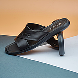 Літні чоловічі чорні шльопанці молодіжні, шкіряні шльопанці з натуральної шкіри *932*, фото 6