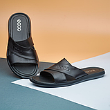 Літні чоловічі чорні шльопанці молодіжні, шкіряні шльопанці з натуральної шкіри *932*, фото 7