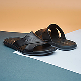 Літні чоловічі чорні шльопанці молодіжні, шкіряні шльопанці з натуральної шкіри *932*, фото 8