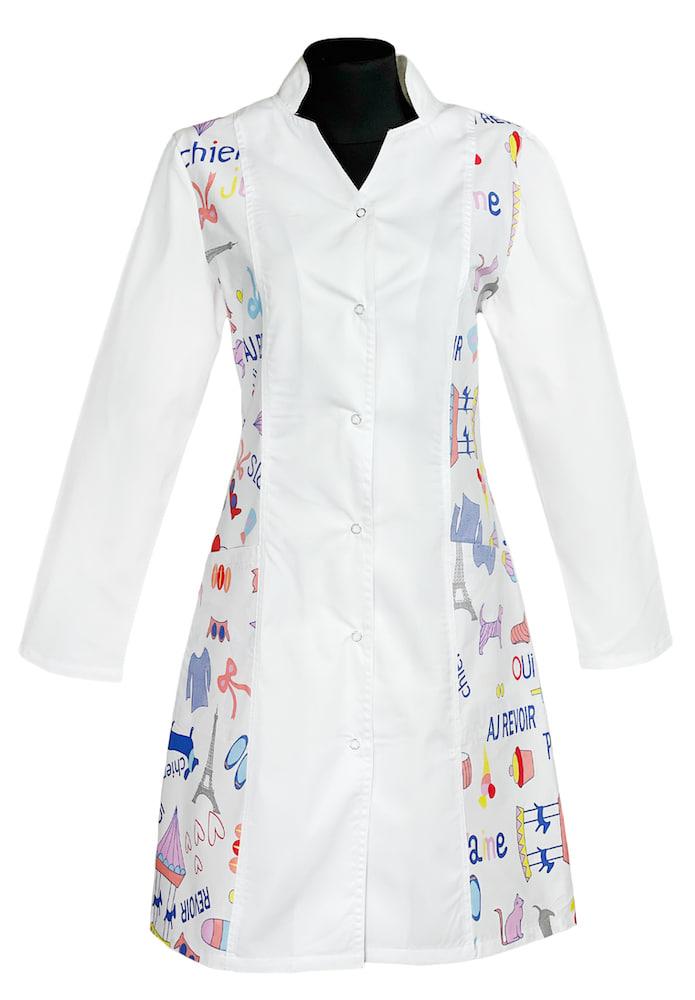 Халат жіночий білий з комбінованим дитячим малюнком., фото 1