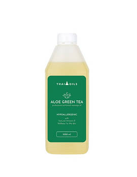 Олія для масажу для всіх типів шкіри зволожуюча Thai Oils Aloe green tea 1000 ml Масажна олія для тіла Алое та зелений чай