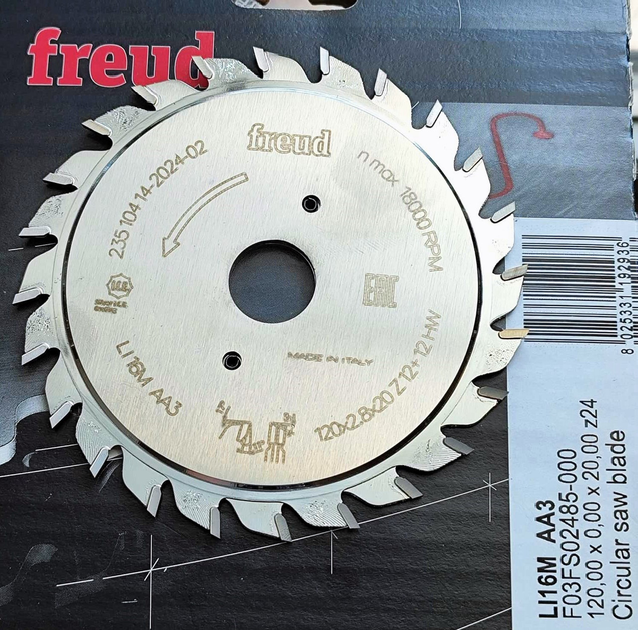 Freud LI16M AA3 120х2,8-3,6х20 12+12 z Підрізна пила двокорпусна по ДСП (Італія)