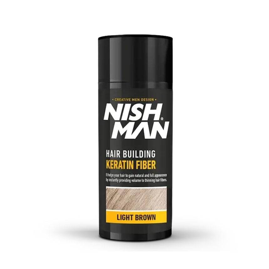 Пудра для залисин Nishman Hair Building Keratin Fiber, світло-коричневий колір (10703008)