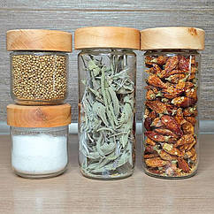 Набір баночок для зберігання спецій, скло 500 мл + 200 мл (4 шт.)