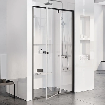 Душові двері Ravak Pivot PDOP2 190х110 см розпашні чорні прозоре скло, фото 1