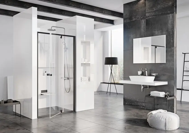 Душові двері Ravak Pivot PDOP2 190х110 см розпашні чорні прозоре скло, фото 4