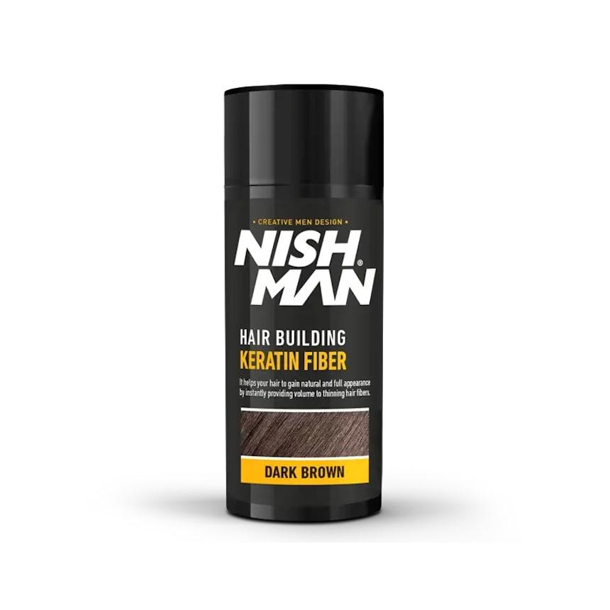 Пудра для залисин Nishman Hair Building Keratin Fiber, темно-коричневий колір (10703006)