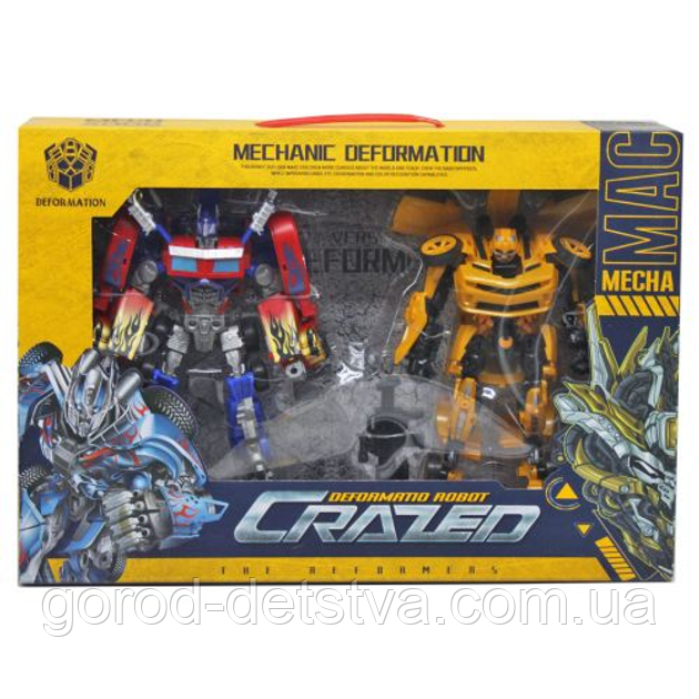 Роботи-трансформери Бамблбі та Оптімус Прайм W 8825 A Bumblebee Optimus Prime рухомі елементи зброя, фото 1