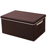 Комплект ящиків 4 шт для зберігання речей у шафі з кришкою і ручками тканинний, коричневий, фото 4