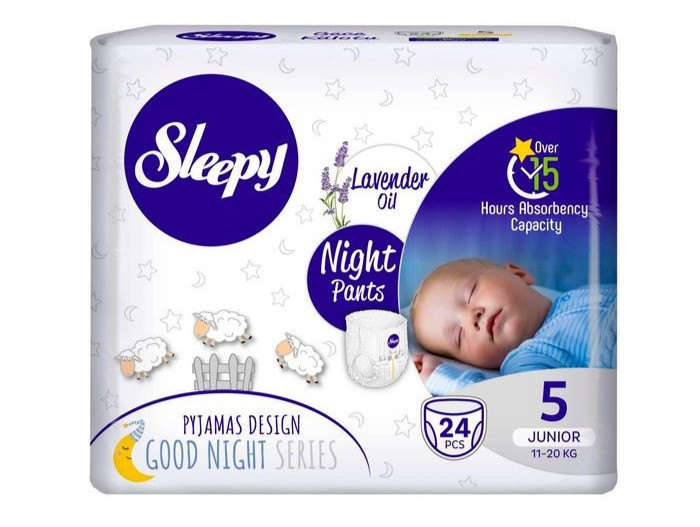 Підгузки-трусики дитячі нічні Sleepy Night Junior 5 11-20 кг. 24 шт / Памперси для дітей на ніч