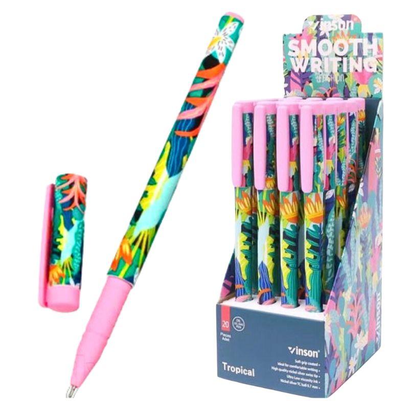 Ручка масляна Vinson Tropical, 0,7 мм, синя. Термін придатності до 31.05.2026