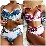 Роздільний купальник з палітуркою у фіолетовому кольорі з глибоким декольте, фото 7