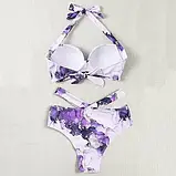 Роздільний купальник з палітуркою у фіолетовому кольорі з глибоким декольте, фото 2