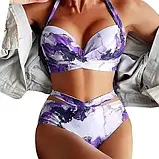 Роздільний купальник з палітуркою у фіолетовому кольорі з глибоким декольте, фото 6