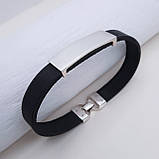 Срібний браслет на шкірі під гравіювання, фото 2