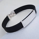Срібний браслет на шкірі під гравіювання, фото 3